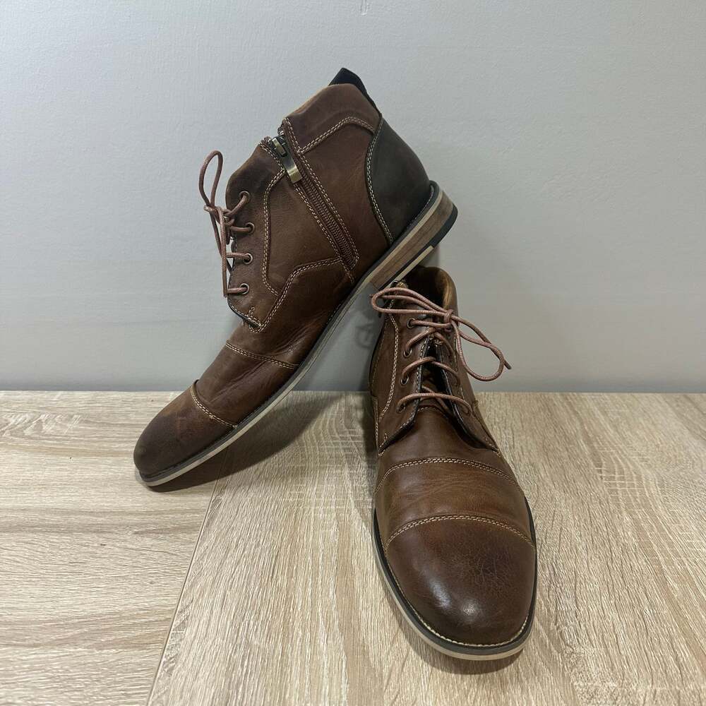 Steve Madden Johnnie Brown Leather Side Zip Mens Chukka Boots, Sz 11.5